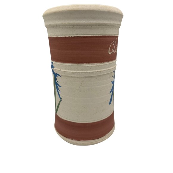 Vintage Signed Wine Chiller Pottery Vase Wine Chateau Elan 9" - Picture 4 of 13